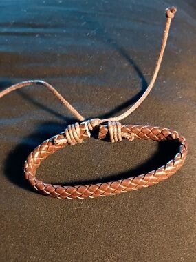 Braided Brown Leather Adjustable Bracelet